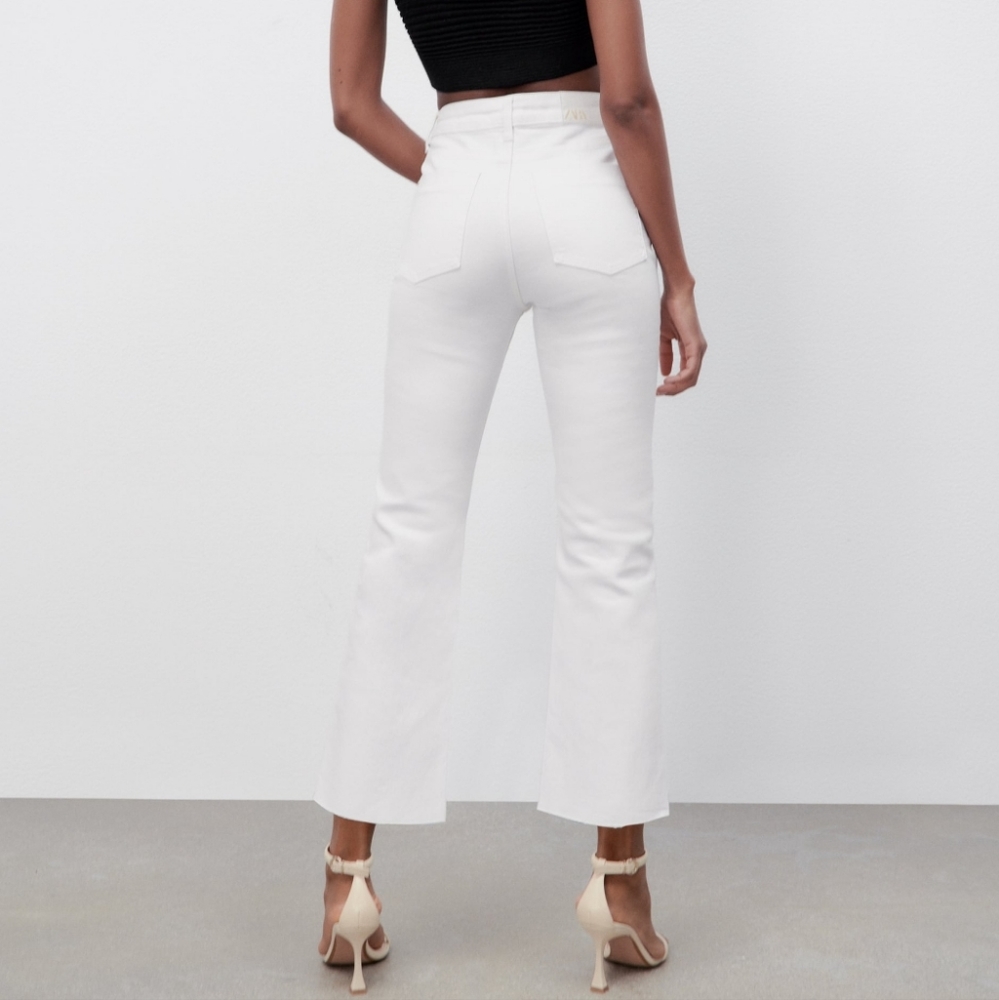 NWT Zara High Rise Mini Flare Leg Ankle Stretch Jeans, Size 4 - Picture 3 of 11